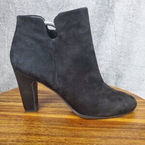 Sam Edelman Boots Women's 9.5 M Black Suede Leather Zip Up Heeled Ankle Booties